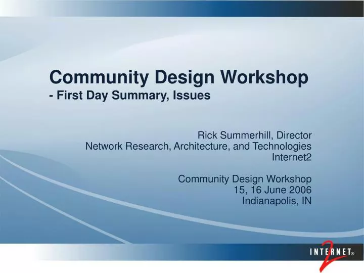 community design workshop first day summary issues