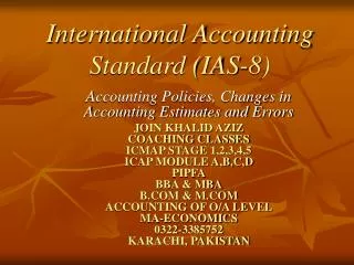 International Accounting Standard (IAS-8)