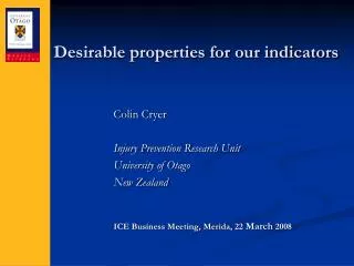 Desirable properties for our indicators