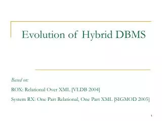 Evolution of Hybrid DBMS