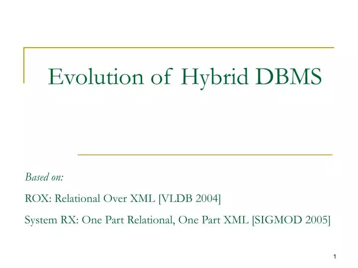 evolution of hybrid dbms