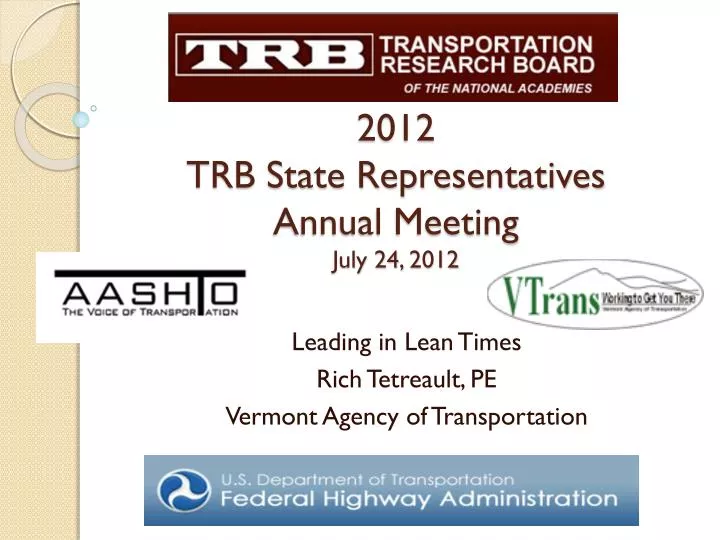 2012 trb state representatives annual meeting july 24 2012