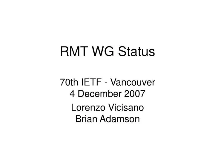 rmt wg status