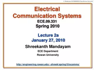 Electrical Communication Systems ECE.09.331 Spring 2010