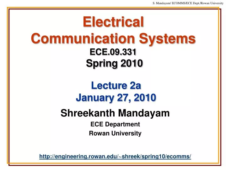electrical communication systems ece 09 331 spring 2010