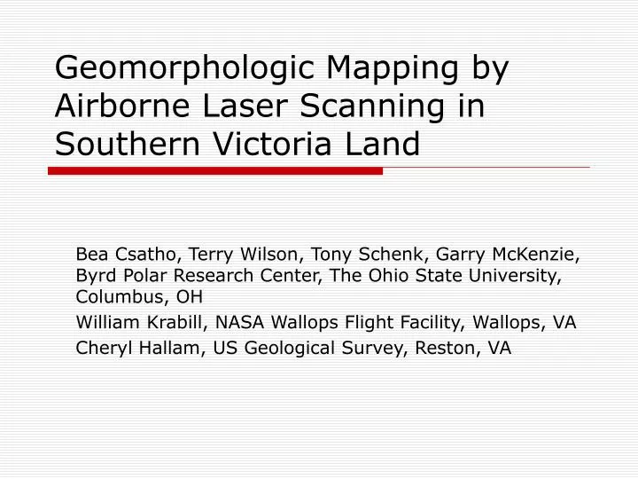 geomorphologic mapping by airborne laser scanning in southern victoria land