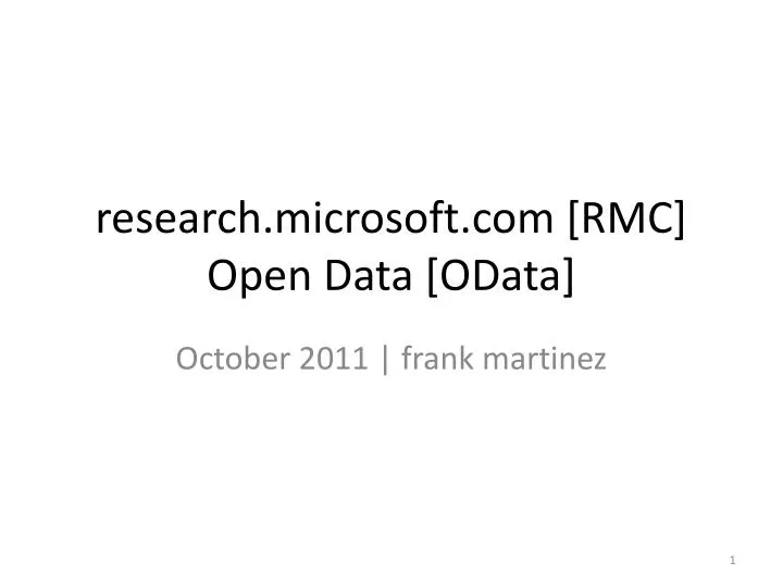 research microsoft com rmc open data odata