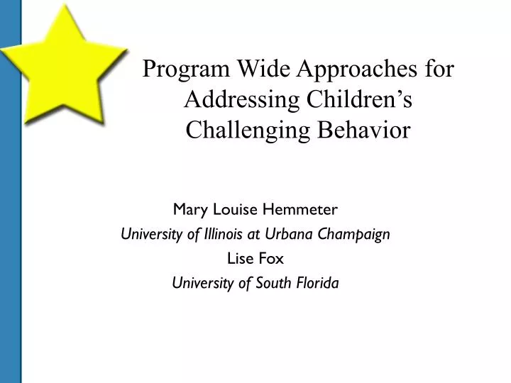 program wide approaches for addressing children s challenging behavior