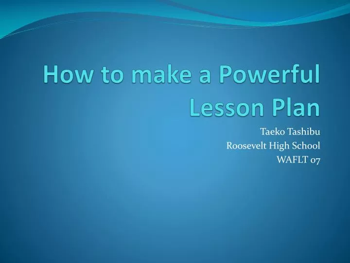 how to make a powerful lesson plan