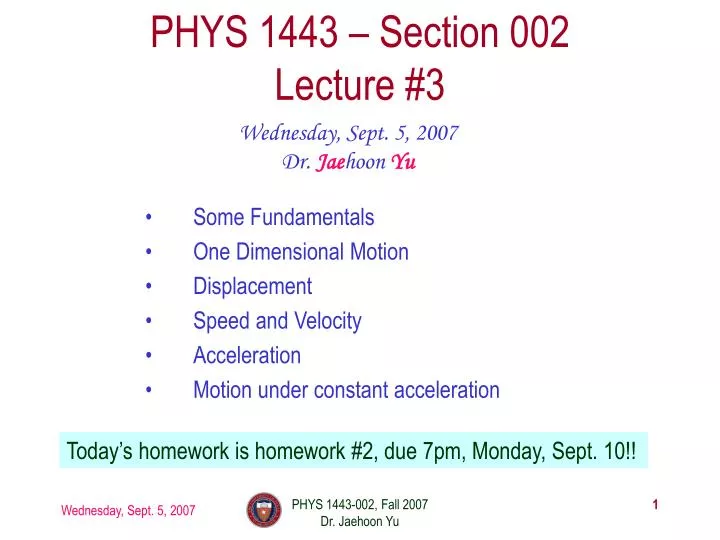 phys 1443 section 002 lecture 3