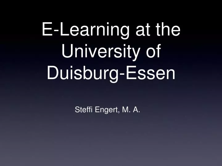 e learning at the university of duisburg essen