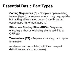 Essential Basic Part Types