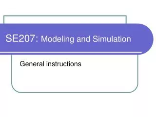 SE207: Modeling and Simulation