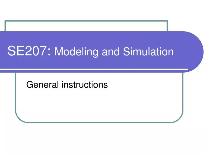 se207 modeling and simulation