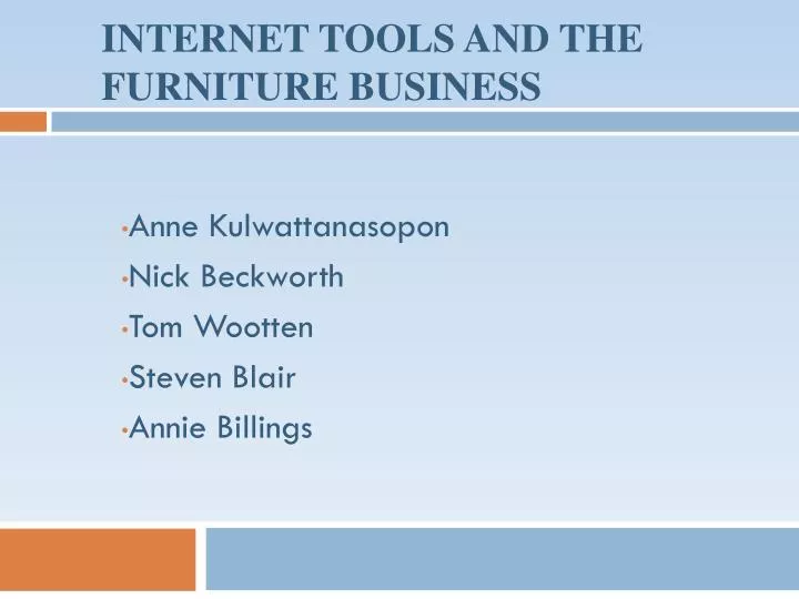 internet tools and the furniture business