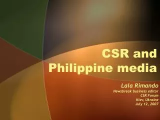 CSR and Philippine media