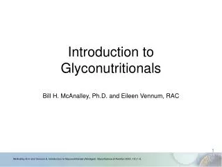 Introduction to Glyconutritionals
