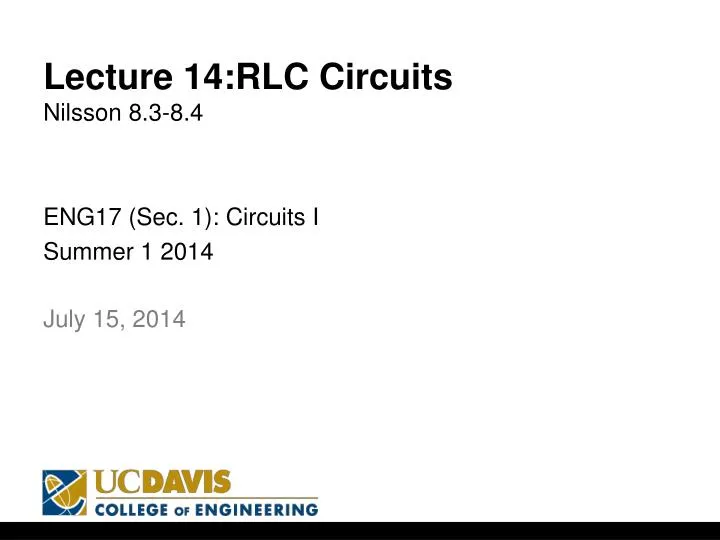 lecture 14 rlc circuits nilsson 8 3 8 4