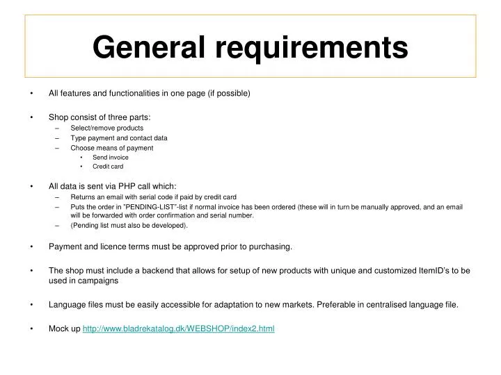 general requirements