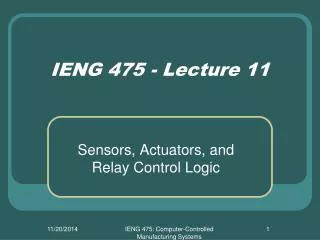 IENG 475 - Lecture 11