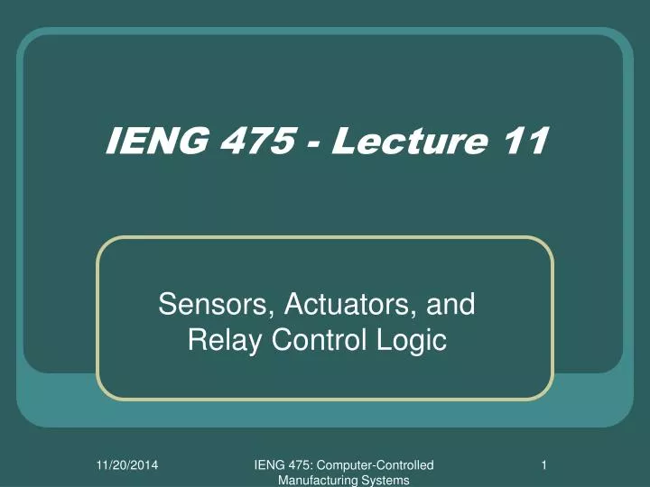 ieng 475 lecture 11