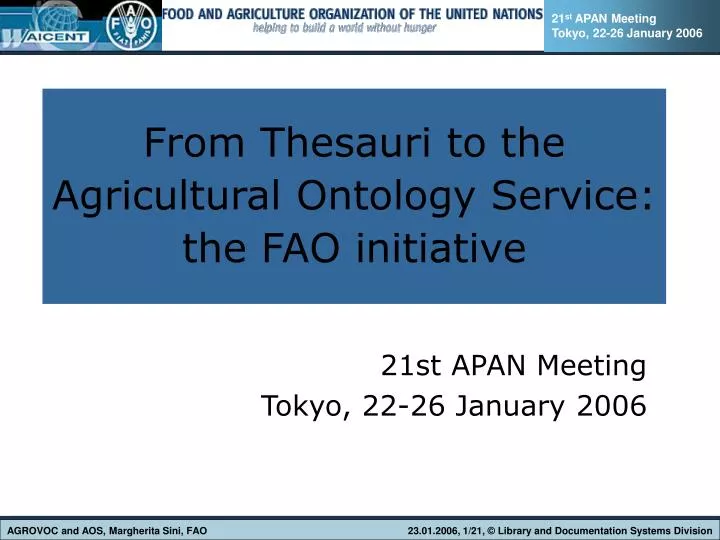 from thesauri to the agricultural ontology service the fao initiative