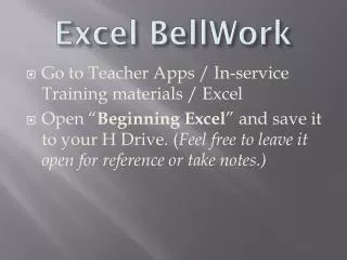 Excel BellWork