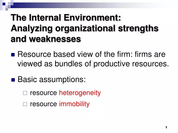 the internal environment analyzing organizational strengths and weaknesses