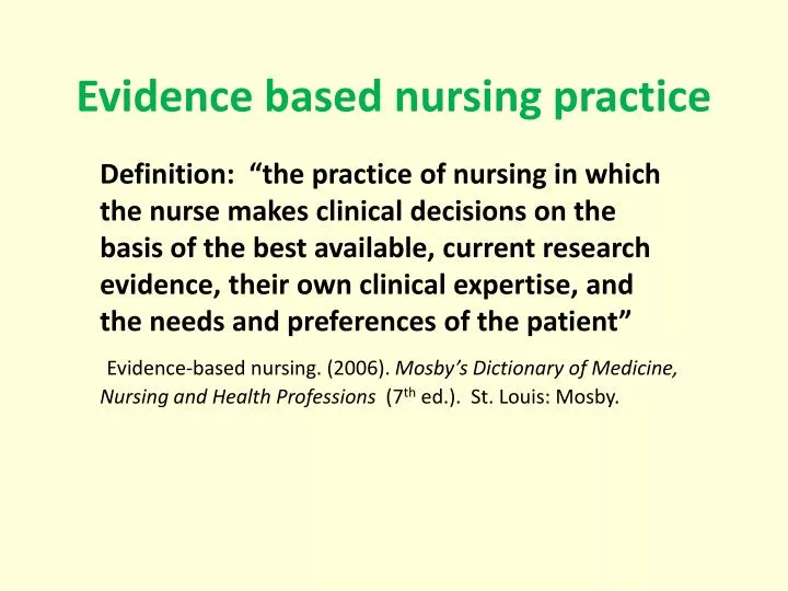 evidence based nursing practice