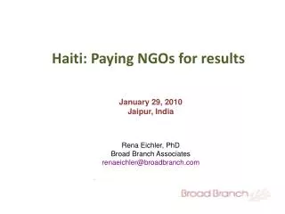 Haiti: Paying NGOs for results