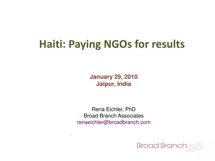 haiti paying ngos for results