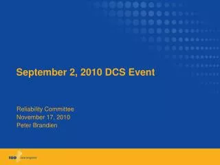 September 2, 2010 DCS Event