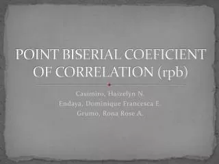 POINT BISERIAL COEFICIENT OF CORRELATION (rpb)