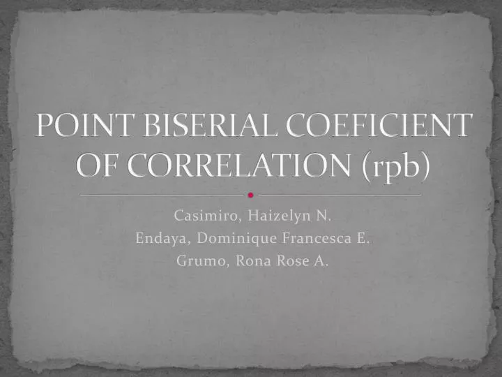 point biserial coeficient of correlation rpb