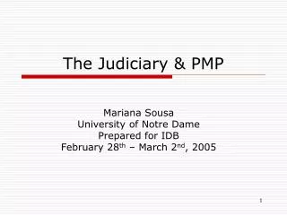The Judiciary &amp; PMP