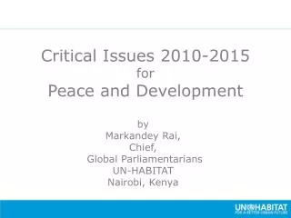 Critical Issues 2010-2015 for Peace and Development