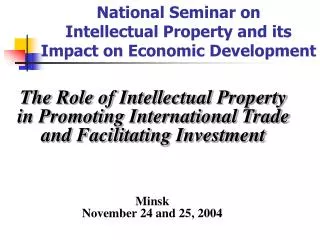 National Seminar on Intellectual Property and its Impact on Economic Development