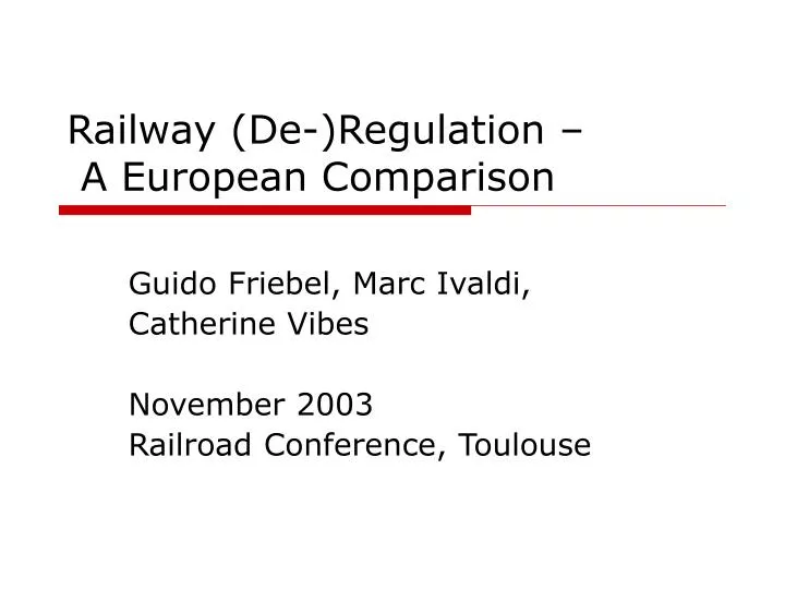 railway de regulation a european comparison