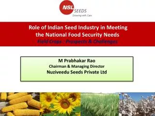 M Prabhakar Rao Chairman &amp; Managing Director Nuziveedu Seeds Private Ltd