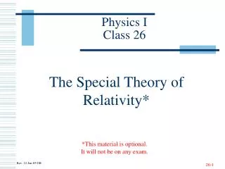 Physics I Class 26