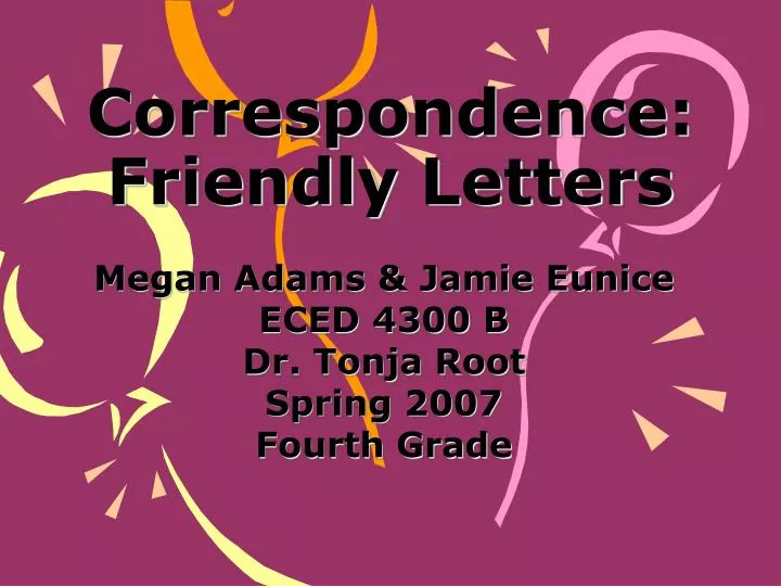 correspondence friendly letters