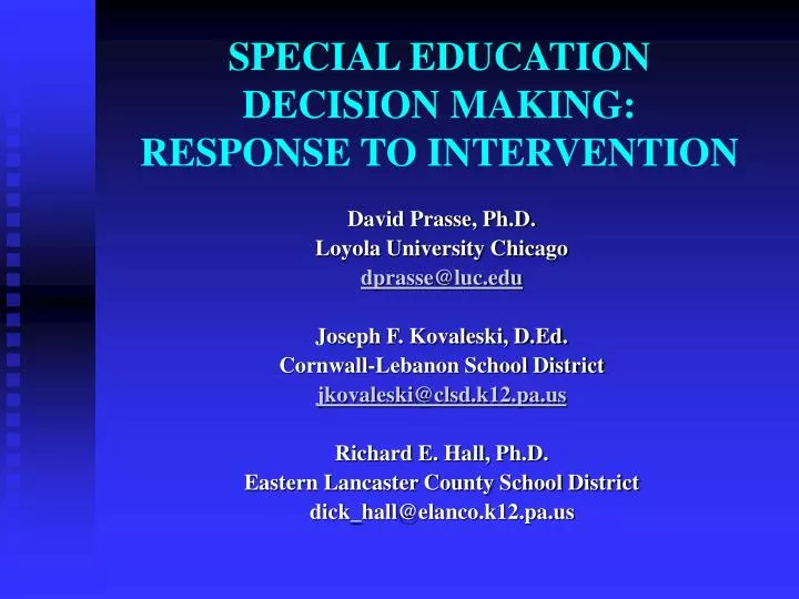 special education decision making response to intervention