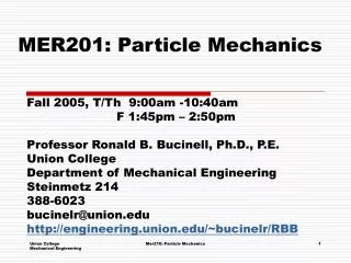 MER201: Particle Mechanics