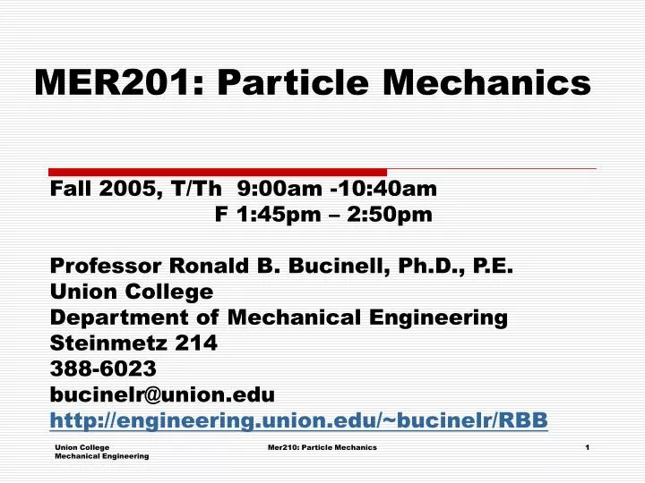 mer201 particle mechanics