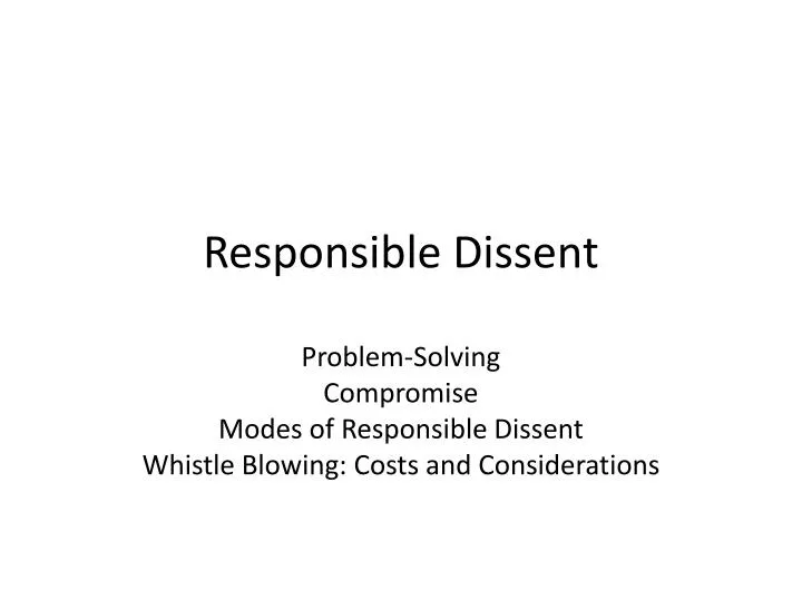 responsible dissent