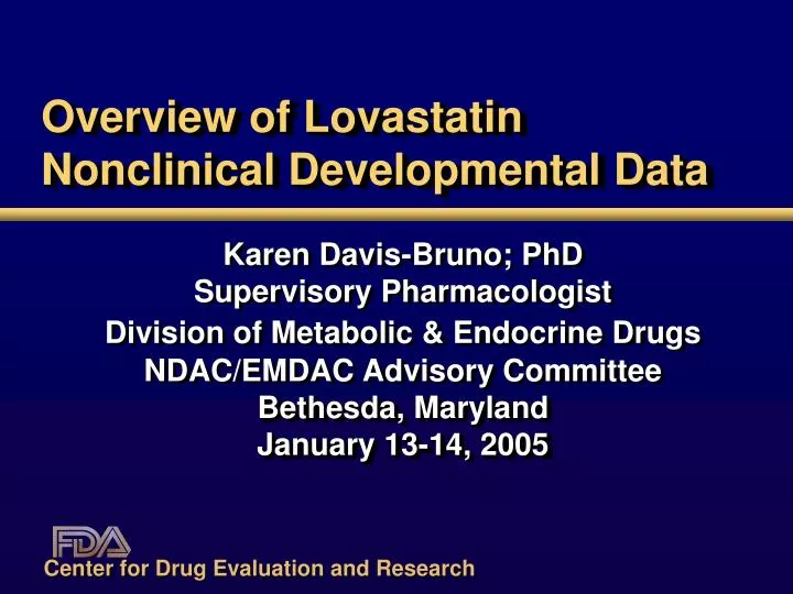 overview of lovastatin nonclinical developmental data