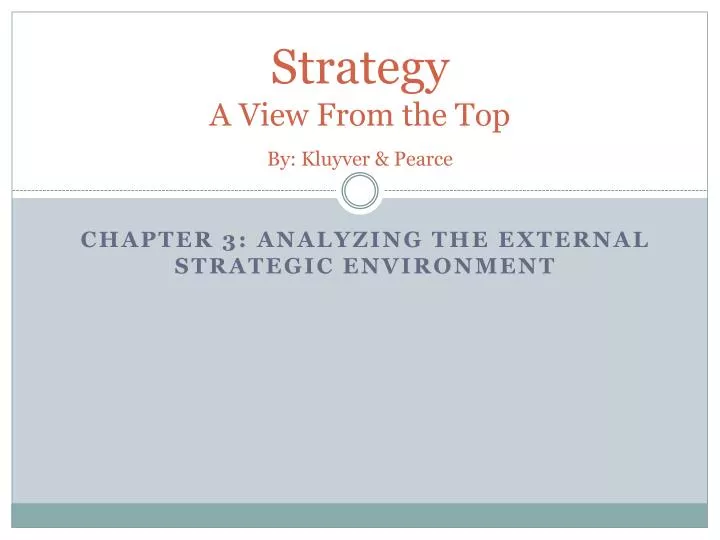 strategy a view from the top by kluyver pearce