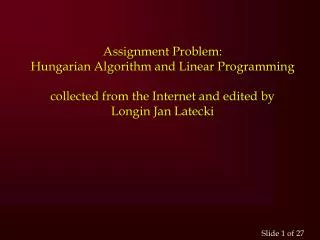 Introduction to Assignment Problem