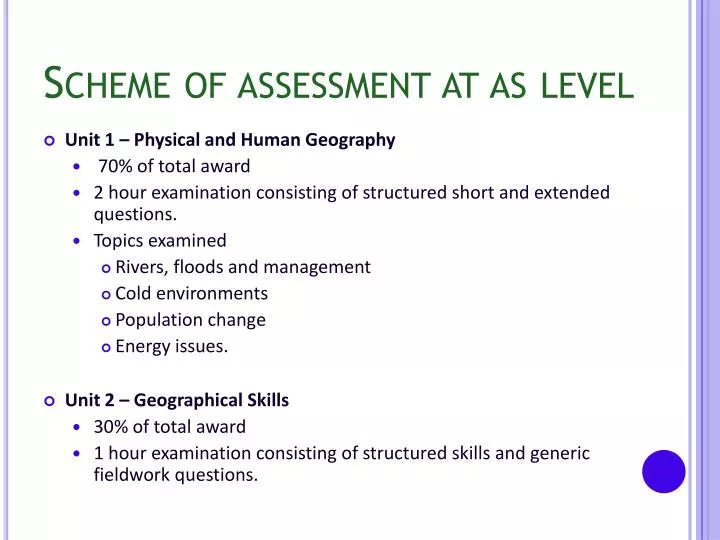 scheme of assessment at as level
