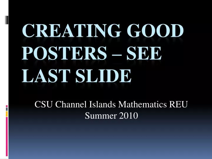 csu channel islands mathematics reu summer 2010